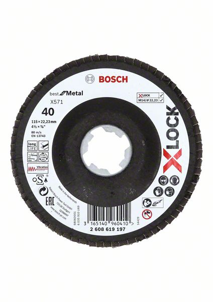 Bosch PRO X571 lamellslipskiva, vinklad, 115 mm, G40, X-Lock