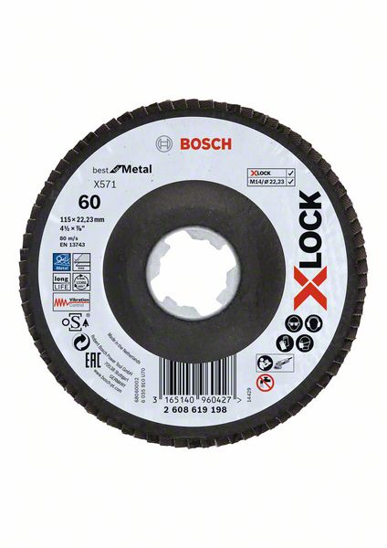 Bosch PRO X571 lamellslipskiva, vinklad, 115 mm, G60, X-Lock
