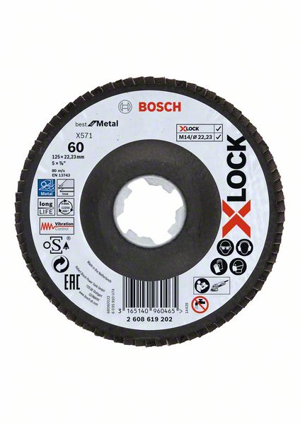 Bosch PRO X571 lamellslipskiva, vinklad, 125 mm, G60, X-Lock