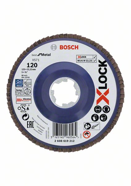 Bosch PRO X571 lamellslipskiva, rak, 125 mm, G120, X-Lock