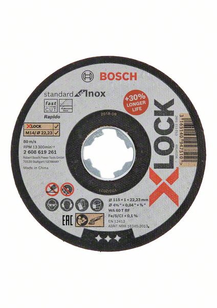 Bosch PRO Stainless Steel and Metal kapskiva, 115 x 1 x 22,23 mm, X-Lock, rak