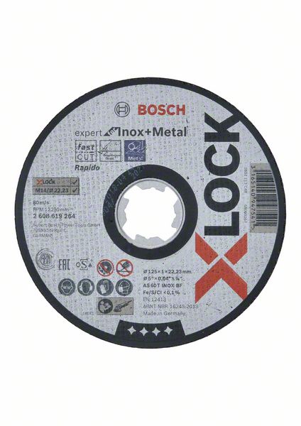 Bosch PRO Stainless Steel and Metal kapskiva, 125 x 1 x 22,23 mm, X-Lock, rak, oSa