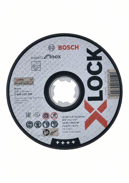 Bosch PRO Stainless Steel and Metal kapskiva, 125 x 1,6 x 22,23 mm, X-Lock, rak, oSa