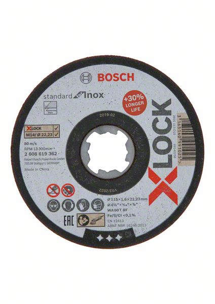 Bosch PRO Stainless Steel and Metal kapskiva, 115 x 1,6 x 22,23 mm, X-Lock, rak