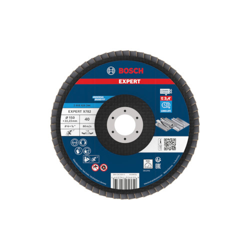 Bosch EXPERT X782 lamellslipskiva, vinklad, 150 mm, G40, hål 22,23 mm
