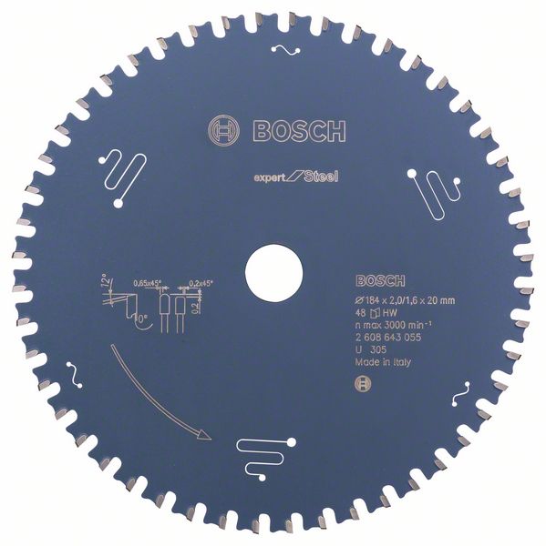 Bosch EXPERT Steel-cirkelsågklinga, 184 x 2/1,6 x 20 mm, T48