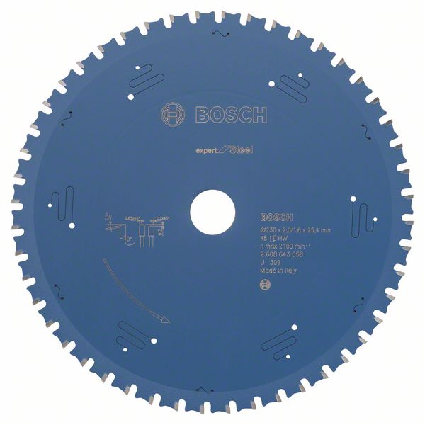 Bosch EXPERT Steel-cirkelsågklinga, 230 x 2/1,6 x 25,4 mm, T48