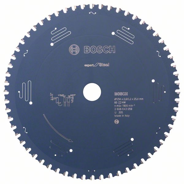 Bosch EXPERT Steel-cirkelsågklinga, 254 x 2,6/2,2 x 25,4 mm, T60