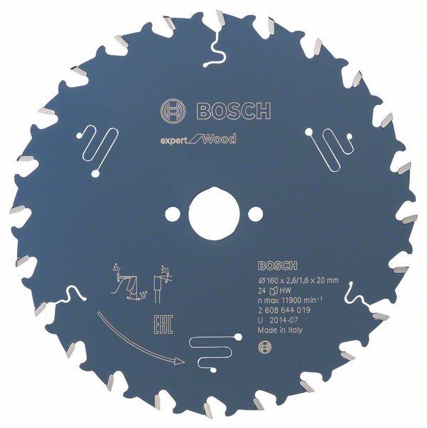 Bosch EXPERT Wood-cirkelsågklinga, 160 x 2,6/1,6 x 20 mm, T24