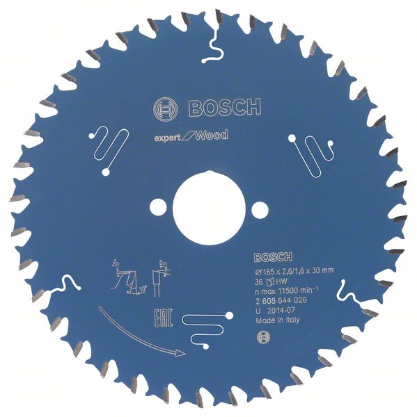 Bosch EXPERT Wood-cirkelsågklinga, 165 x 2,6/1,6 x 30 mm, T36