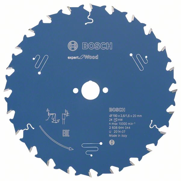Bosch EXPERT Wood-cirkelsågklinga, 190 x 2,6/1,6 x 20 mm, T24
