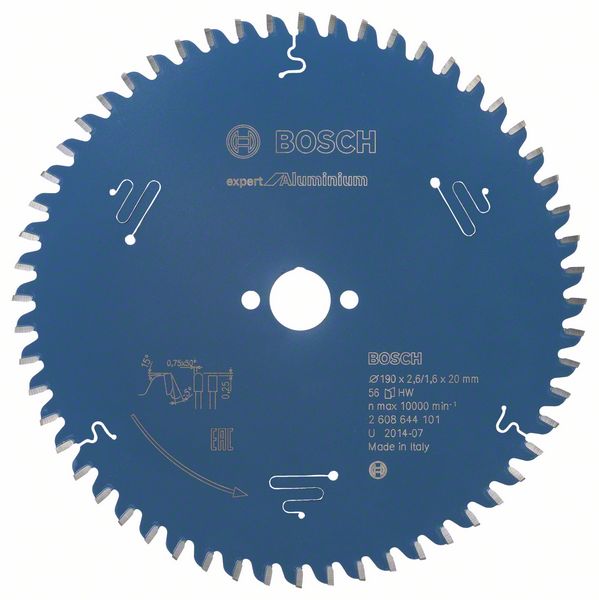 Bosch EXPERT Aluminium-cirkelsågklinga, 190 x 2,6/1,6 x 20 mm, T56