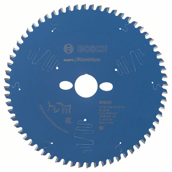 Bosch EXPERT Aluminium-cirkelsågklinga, 216 x 2,6/1,8 x 30 mm, T64