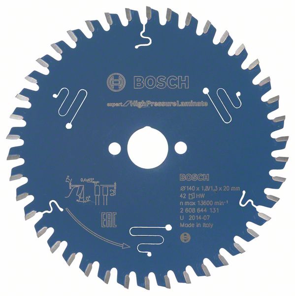 Bosch EXPERT High Pressure Laminate-cirkelsågklinga, 140 x 1,8/1,3 x 20 mm, T42