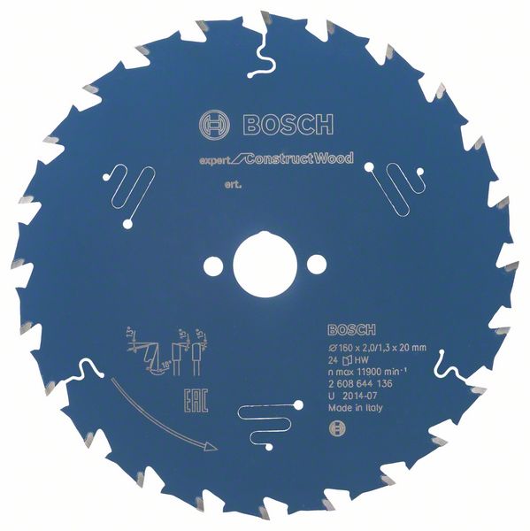 Bosch EXPERT Construct Wood-cirkelsågklinga, 160 x 2/1,3 x 20 mm, T24