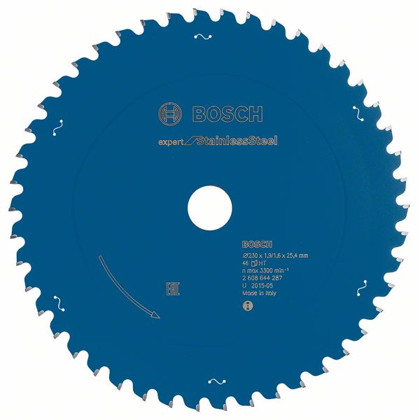Bosch EXPERT Stainless Steel-cirkelsågklinga, 230 x 1,9/1,6 x 25,4 mm, T46