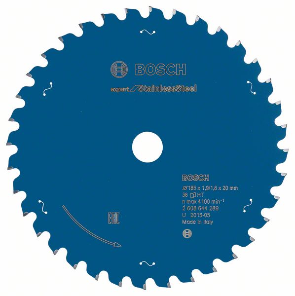Bosch EXPERT Stainless Steel-cirkelsågklinga, 185 x 1,9/1,6 x 20 mm, T36