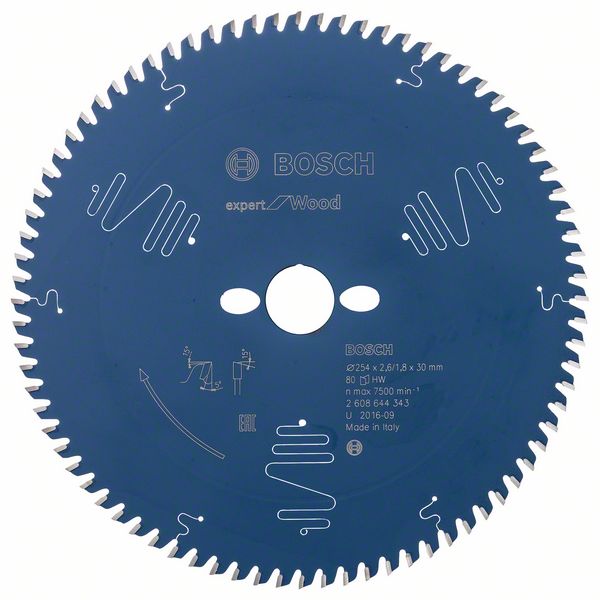 Bosch EXPERT Wood-cirkelsågklinga, 254 x 2,6/1,8 x 30 mm, T80