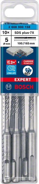 Bosch EXPERT SDS plus-7X hammarborr, 5 x 100 x 165 mm, 10 st.