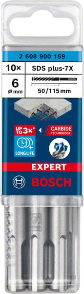 Bosch EXPERT SDS plus-7X hammarborr, 6 x 50 x 115 mm, 10 st.