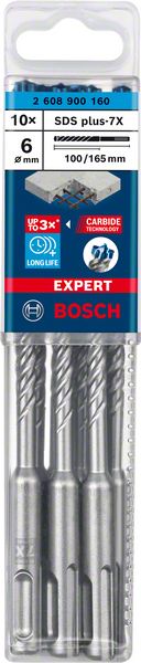 Bosch EXPERT SDS plus-7X hammarborr, 6 x 100 x 165 mm, 10 st.