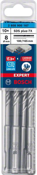 Bosch EXPERT SDS plus-7X hammarborr, 8 x 100 x 165 mm, 10 st.