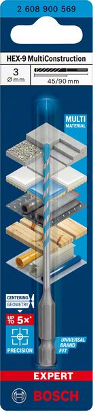 Universalborr Bosch MultiConstruction HEX-9 ø3 mm 45/90 mm