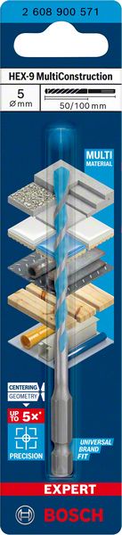 Universalborr Bosch MultiConstruction HEX-9 ø5 mm 50/100 mm