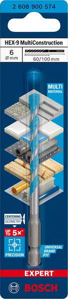 Universalborr Bosch MultiConstruction HEX-9 ø6 mm 60/100 mm