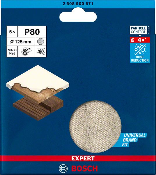 Bosch EXPERT M480 slipnät för excenterslipar 125 mm, G 80, 5 st