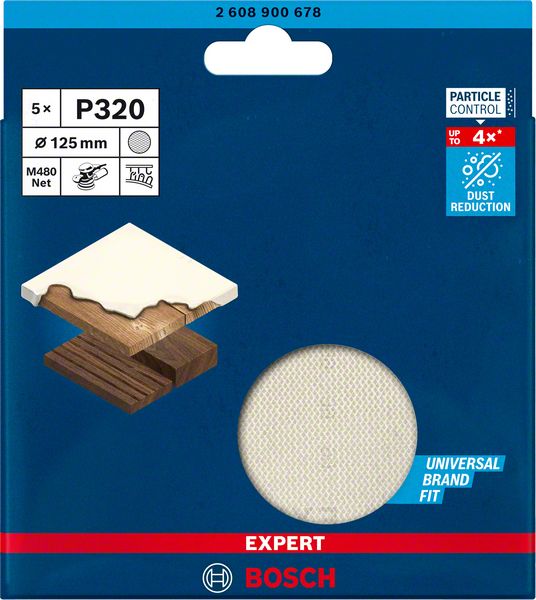 Bosch EXPERT M480 slipnät för excenterslipar 125 mm, G 320, 5 st