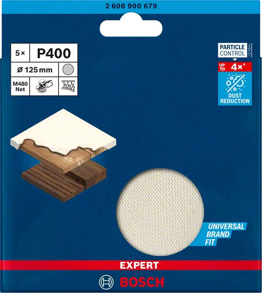 Bosch EXPERT M480 slipnät för excenterslipar 125 mm, G 400, 5 st