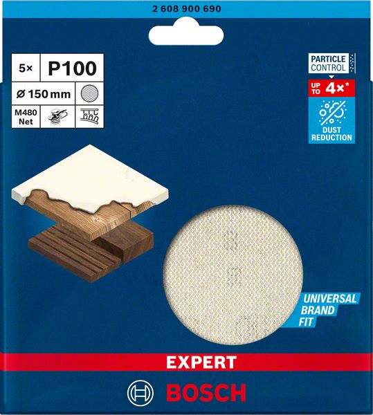 Bosch EXPERT M480 slipnät för excenterslipar 150 mm, G 100, 5 st