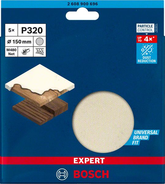 Bosch EXPERT M480 slipnät för excenterslipar 150 mm, G 320, 5 st
