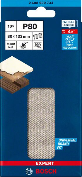 Bosch EXPERT M480 slipnät för planslipar, 80 x 133 mm, G 80, 10 st.