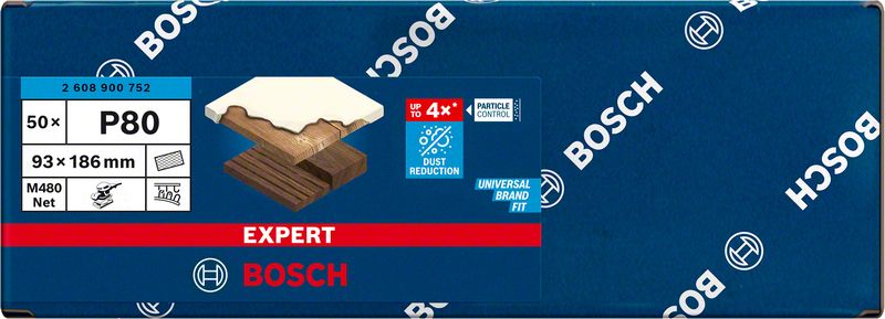 Bosch EXPERT M480 slipnät för planslipar, 93 x 186 mm, G 80, 50 st.