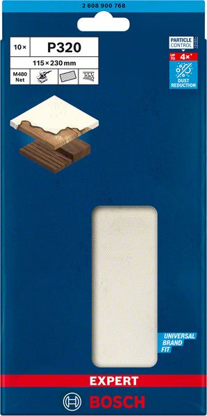 Bosch EXPERT M480 slipnät för planslipar, 115 x 230 mm, G 320, 10 st.