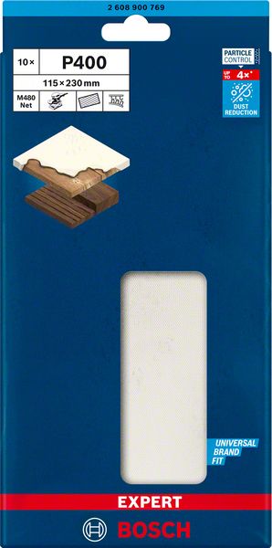 Bosch EXPERT M480 slipnät för planslipar, 115 x 230 mm, G 400, 10 st.
