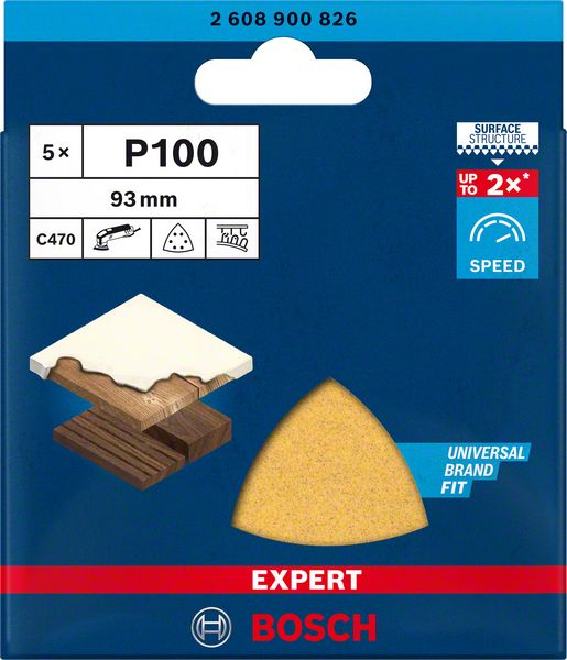 Bosch EXPERT C470 slippapper för deltaslipar 93 mm, G 100, 5 st