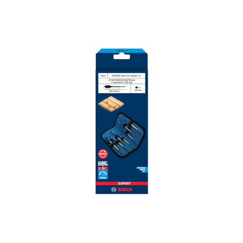 Bosch EXPERT Self Cut Speed + 152 mm flatfräsborrsats, 16/18/20/22/25/32 + förlängning 152 mm, 7 st