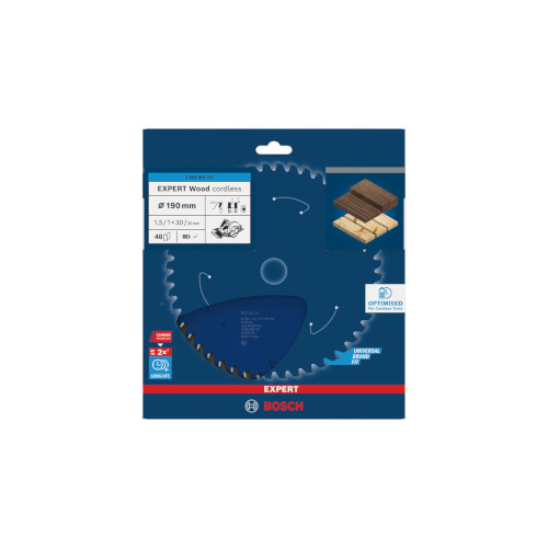 Bosch EXPERT Wood cordless-cirkelsågklinga, 190 x 1,5/1 x 30 mm, T48