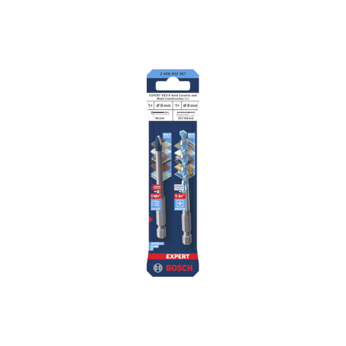 Bosch EXPERT HEX-9 Hard Ceramic- och HEX-9 Multi Construction-sats, 8 mm, 2 st