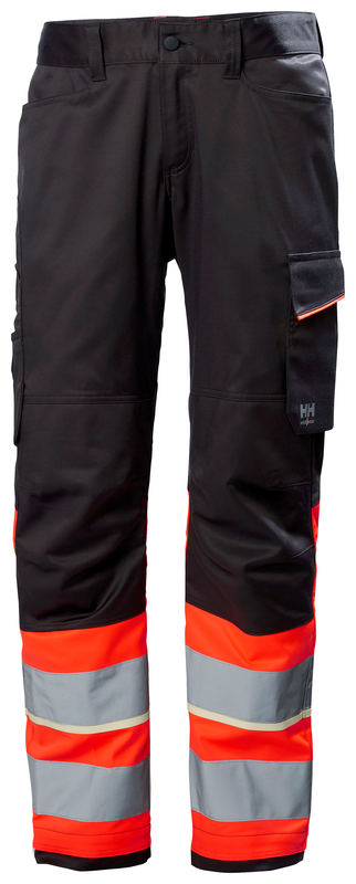 Arbetsbyxor Helly Hansen UC-ME, HIVIS klass 1, varselröd/mörkgrå
