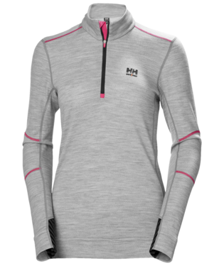 Damunderställströja med halv dragkedja Helly Hansen LIFA Merino, grå melerad