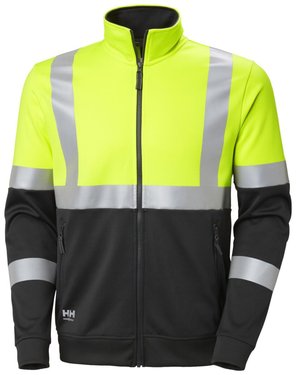 Sweatshirt med dragkedja Helly Hansen Addvis, HIVIS klass 1, gul/mörkgrå