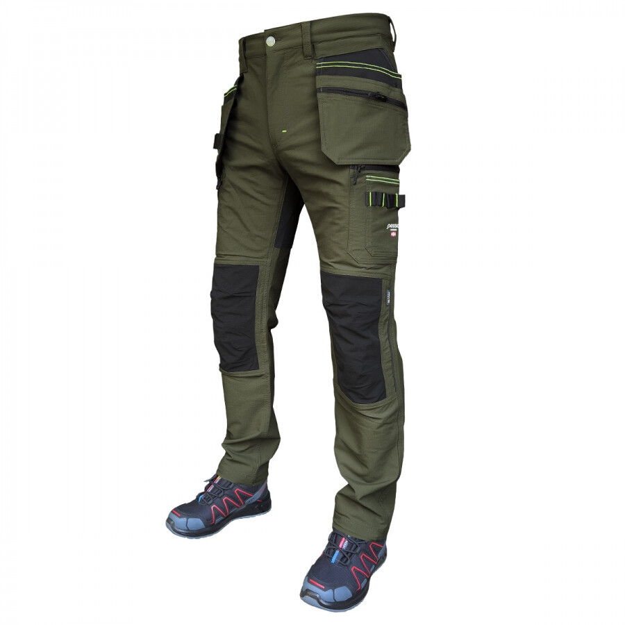 Byggbyxor Pesso Jupiter Fit Slim, stretch ripstop, mörkgrön