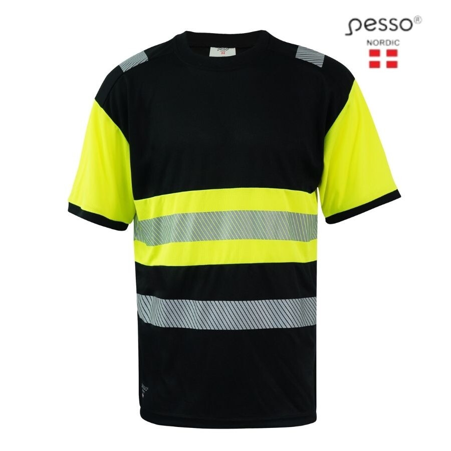 T-shirt Pesso HVM, HIVIS klass 1, svart/varselgul