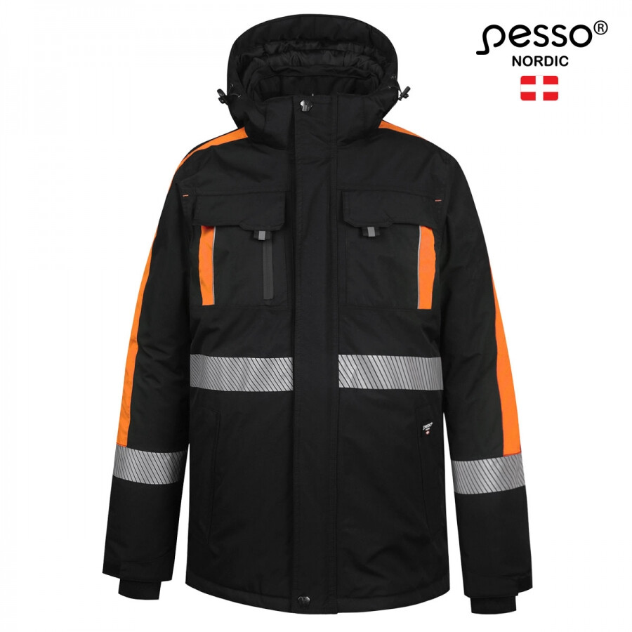 Vinterjacka Pesso Nova, vattentät, svart/orange