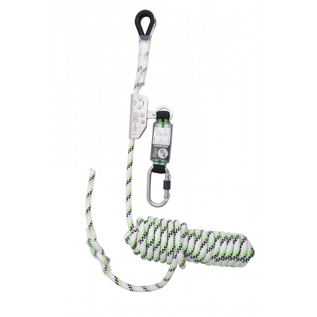 Glidlås med lina och falldämpare Kratos Safety Niro, 10 m