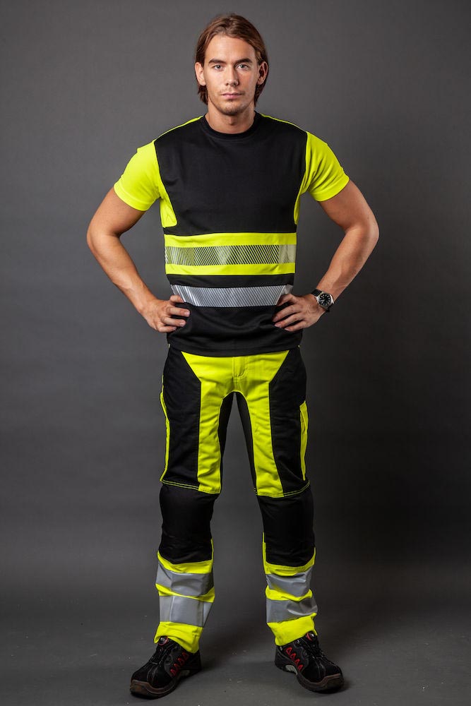 Varsel stretchbyxor med hängfickor Projob 6513, gul - Bild 3